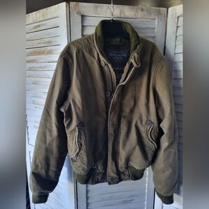 Abercrombie & Fitch Harrison Military Bomber Jacket Men's Medium Faux Fur Llined